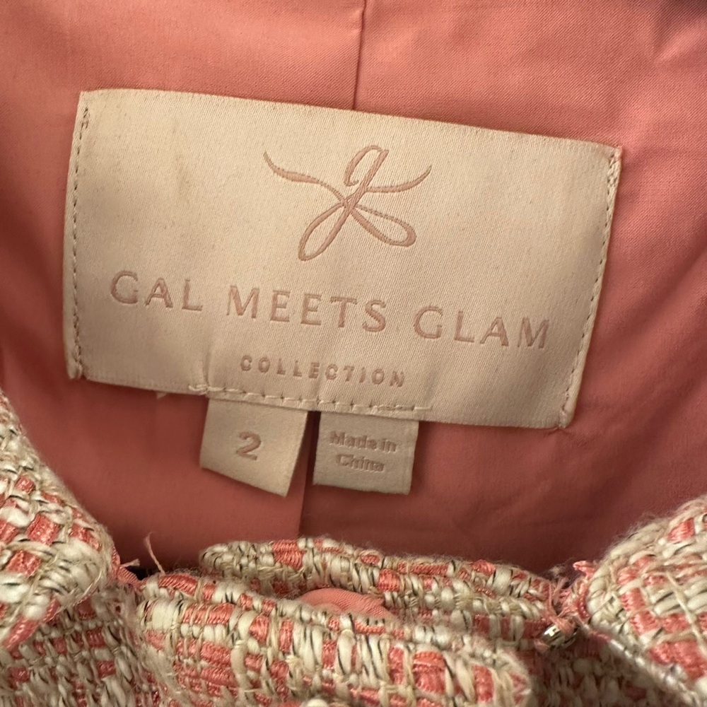 Gal Meets Glam Clarissa Tweed Mini Dress in pink Size 2 - Picture 8 of 9